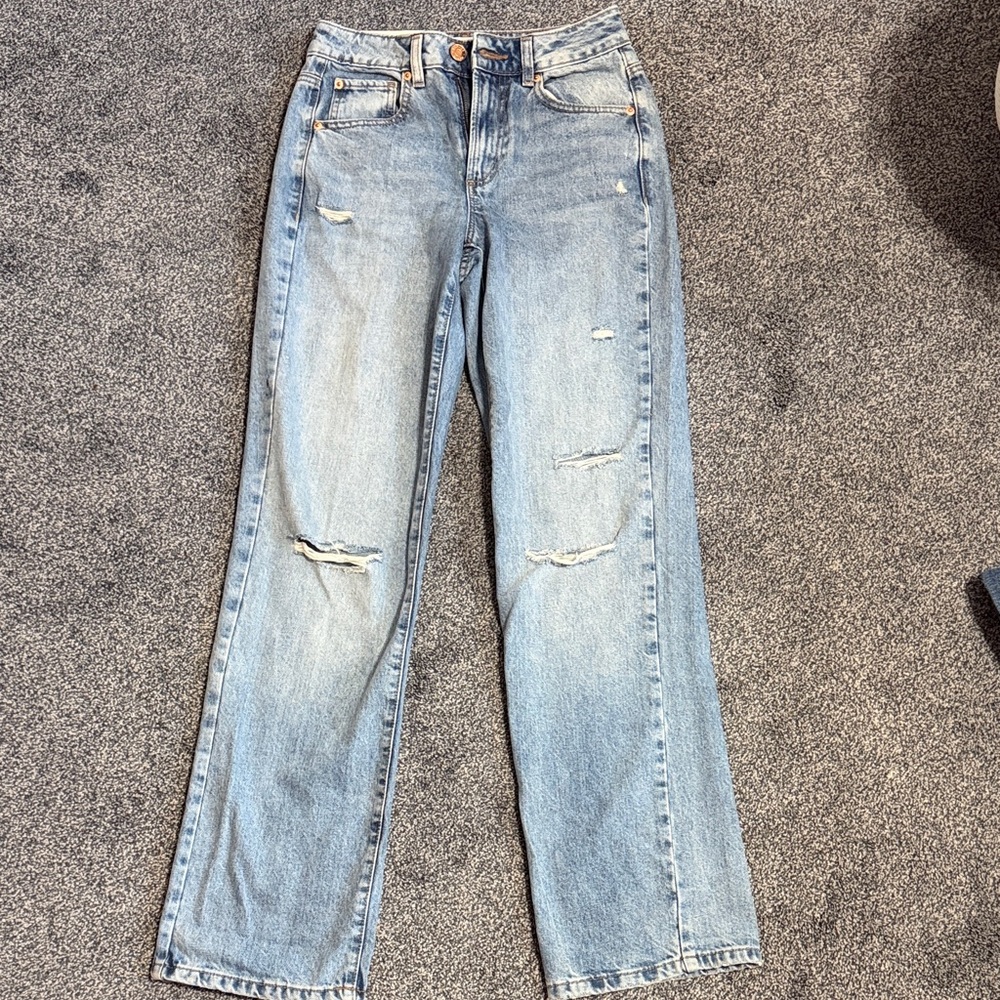 Garage Light Blue Distressed Straight-Leg Women's Jeans
